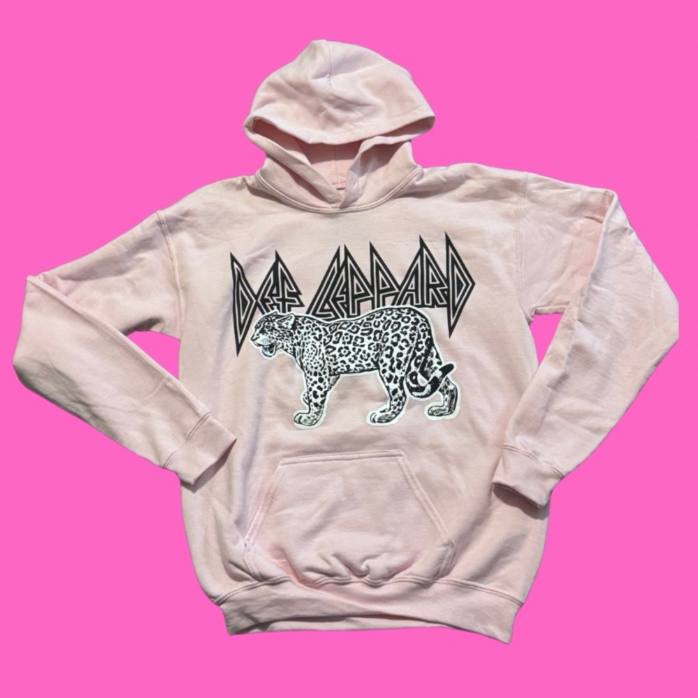 Def Leppard Pink Hoodie (Girls: XL, Womens: XS) NWOT